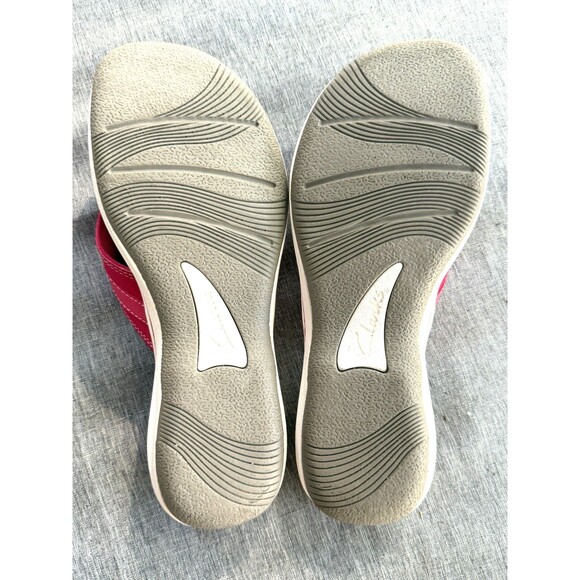 Clarks Cloudsteppers Sandals Womens 9 M Brinkley Jazz Flip Flops Fushia Slip on - Picture 8 of 9